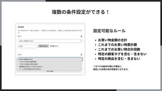 シンプル決済カスタマイズ｜お手軽条件ごとの決済方法 screenshot