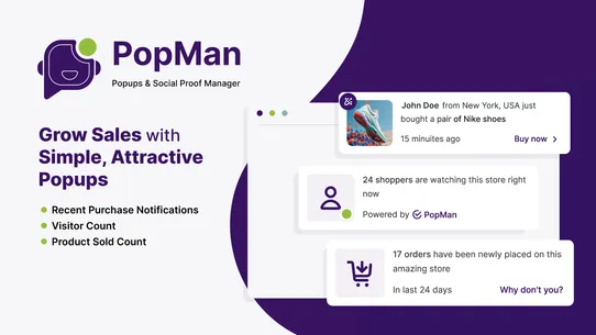 PopMan: Popups &amp; Social Proof screenshot