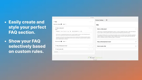 KiwiSprout FAQ Builder screenshot