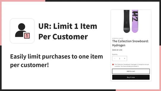 UR: Limit 1 Item Per Customer screenshot