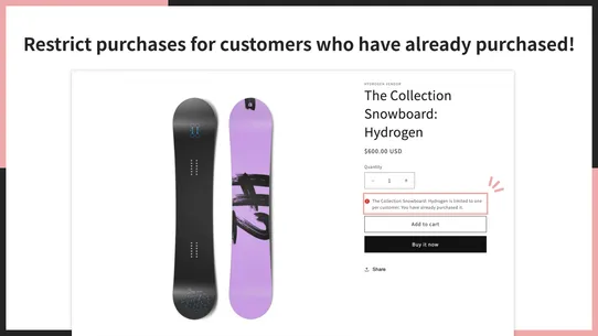 UR: Limit 1 Item Per Customer screenshot