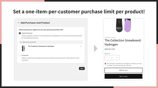 UR: Limit 1 Item Per Customer screenshot