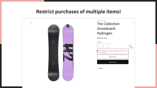 UR: Limit 1 Item Per Customer screenshot