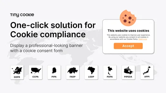 TinyCookie GDPR Cookies Banner screenshot