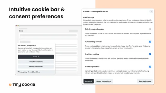 TinyCookie GDPR Cookies Banner screenshot