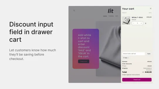 Discount Notification &amp; Input screenshot