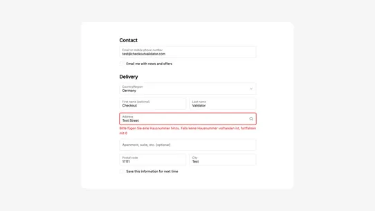 Prime Checkout Validator screenshot