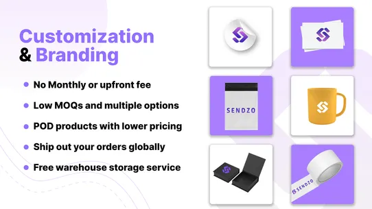 Sendzo‑Dropshipping &amp; Branding screenshot