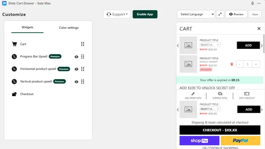 Cart Upsell—Slide Cart Drawer screenshot