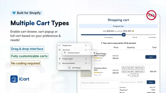 iCart Cart Drawer Cart Upsell screenshot