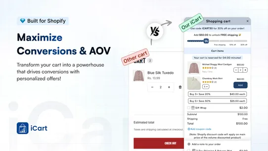 iCart Cart Drawer Cart Upsell screenshot