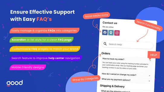 FAQ Page:Accordion+Help Center screenshot