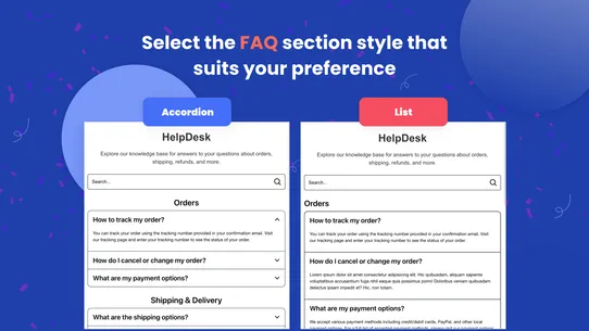 FAQ Page:Accordion+Help Center screenshot