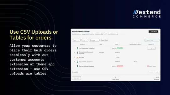 Extend B2B Quick Order screenshot