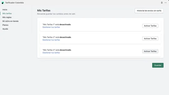 Tarificador Colombia screenshot