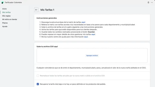 Tarificador Colombia screenshot