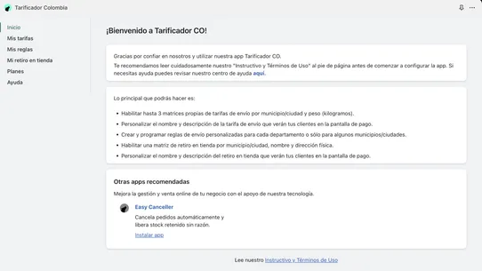 Tarificador Colombia screenshot
