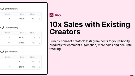 Tevy: Affiliate &amp; Instagram screenshot