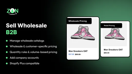 Zon Customer Accounts &amp; B2B screenshot