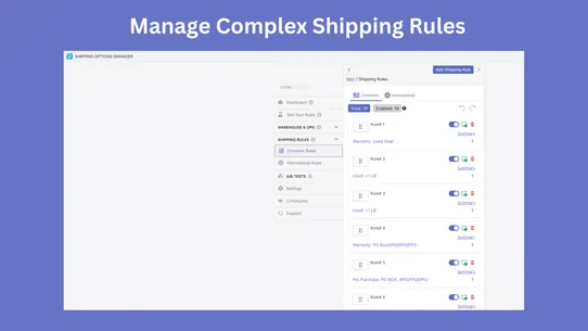 EDD and SHIPPING RATES Manager screenshot