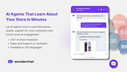 WonderChat: AI Support Chatbot screenshot