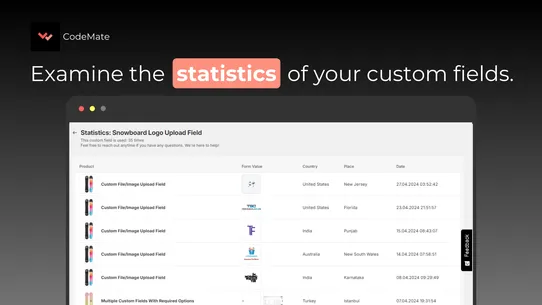 CodeMate Product Custom Fields screenshot