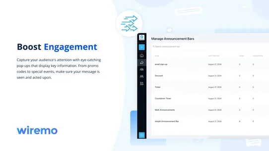 Wiremo: Announcement Bar screenshot