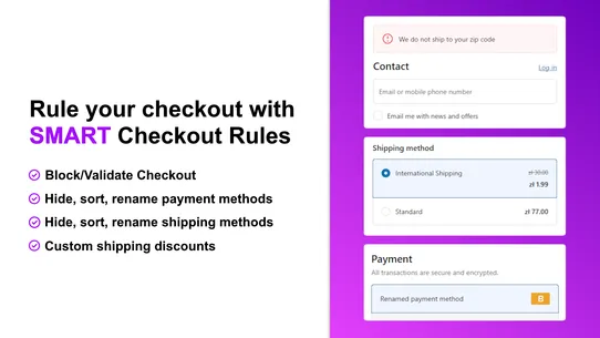 SMART Checkout Rules screenshot