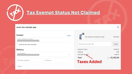 Ecom | Order Tax Exempt screenshot