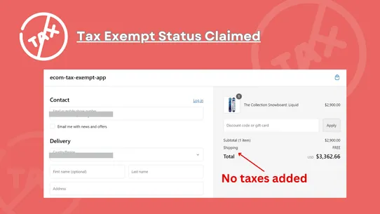 Ecom | Order Tax Exempt screenshot