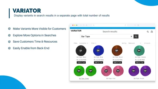 Variator: See Product Variants screenshot