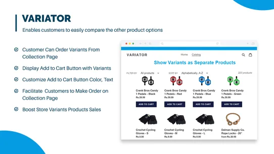 Variator: See Product Variants screenshot