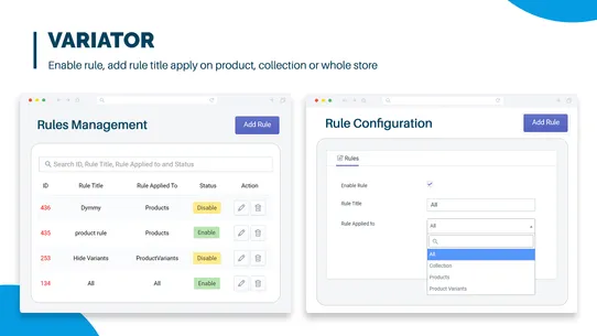 Variator: See Product Variants screenshot