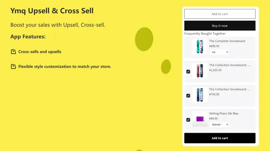 Ymq Upsell &amp; Cross Sell screenshot