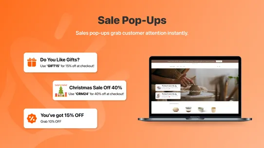 B: Banner Slider, Sales Pop Up screenshot