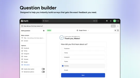 Scope Post Purchase Survey screenshot