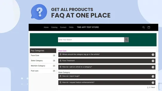 TMD FAQ Page &amp; Product FAQ screenshot