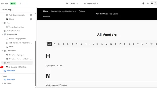 Vendor Sections by MDG screenshot