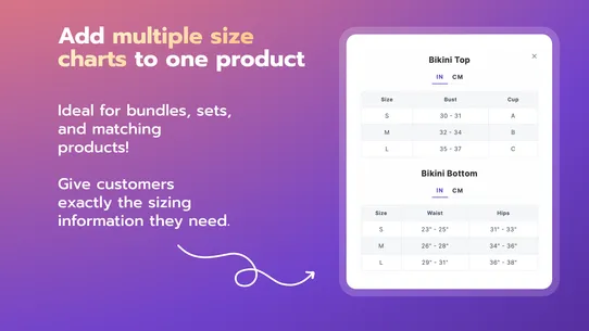 Platmart Size Charts screenshot