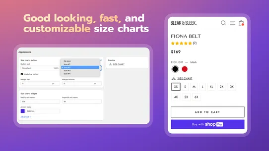 Platmart Size Charts screenshot