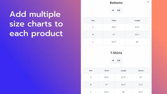 Platmart Size Charts &amp; Guides screenshot