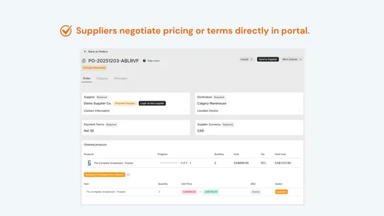 Orlio: PO &amp; Supplier Portal screenshot