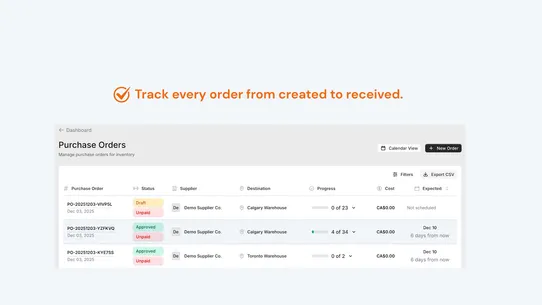 Orlio: PO &amp; Supplier Portal screenshot