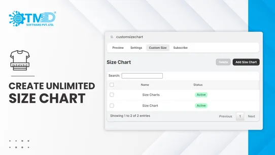 TMD Custom Size Chart &amp; Guide screenshot