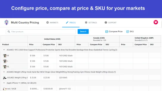 Multi Country Pricing screenshot