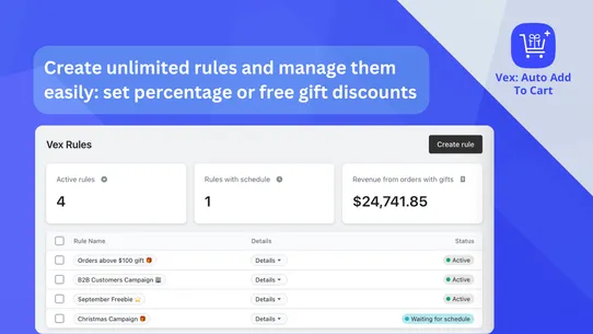 Vex Auto Add To Cart Free Gift screenshot