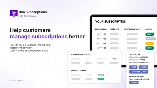 BSS Subscriptions App screenshot