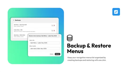 Menu Manager | Copy &amp; Backup screenshot