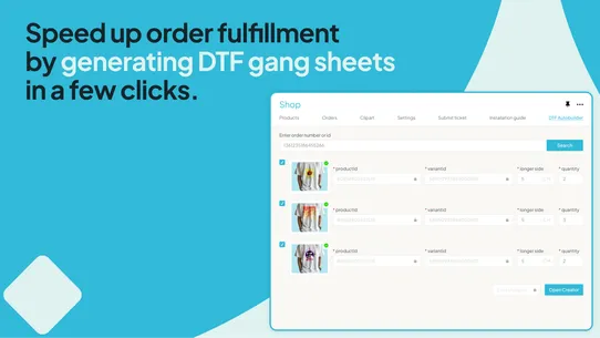 Admin Gang Sheet Builder screenshot