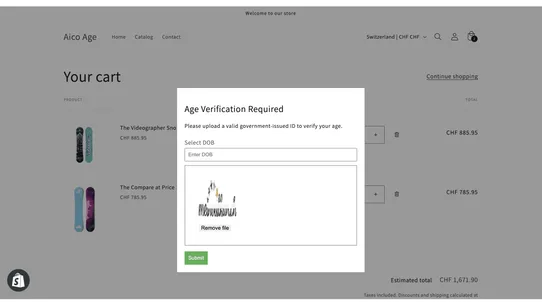 Aico Age Verification screenshot